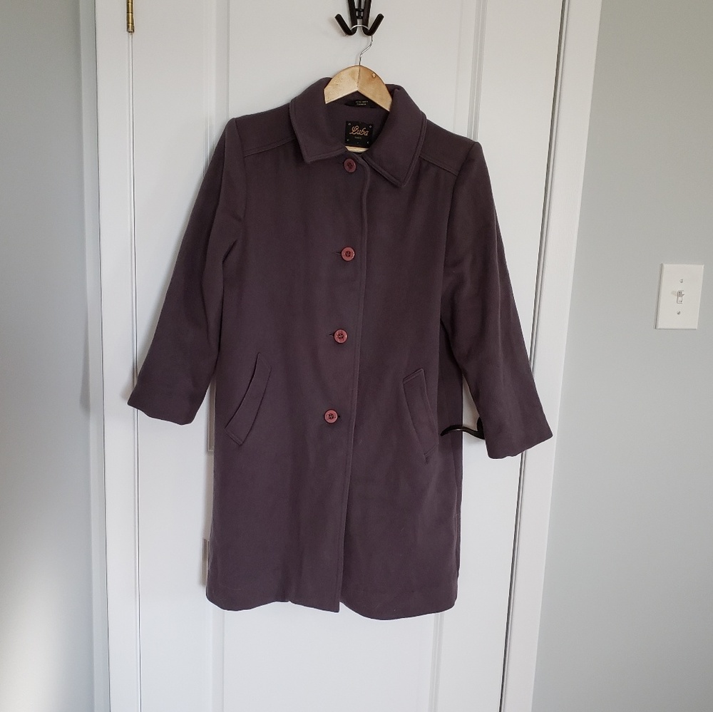 VINTAGE LUBA PARIS Dark Mauve 100% Wool Coat